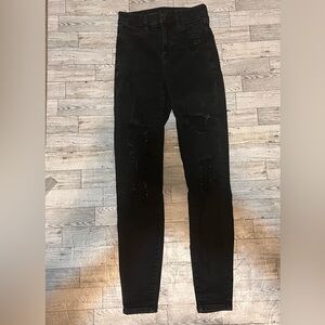 American Eagle Next Level Stretch Curvy Hi Rise Jegging Distressed Black 000Reg